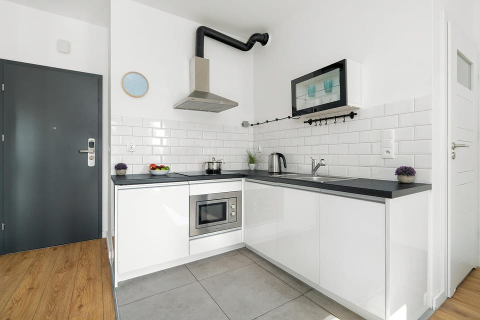 Kitchen or kitchenette, stove