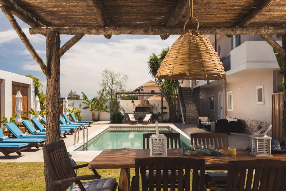 Property building, Pool view, Swimming pool, sunbed