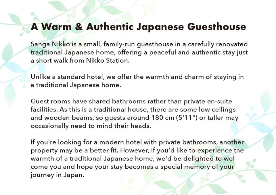 Sanga Nikko - An Authentic Japanese Guesthouse Experience Bed and Breakfast in Japan
