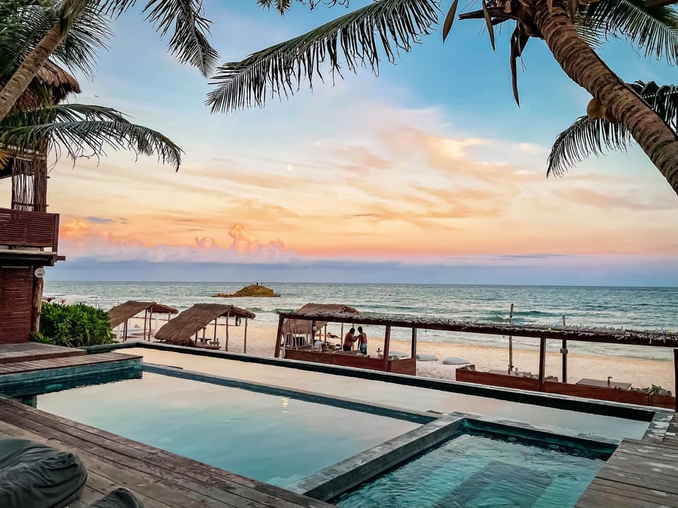 Pool view, Swimming pool, Sunset