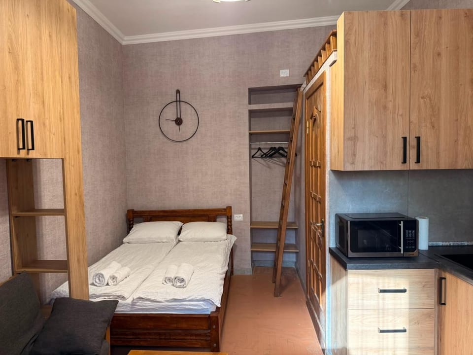 Bed, Bedroom, oven, wardrobe