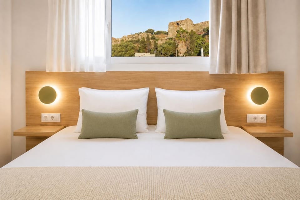 Bed, Natural landscape, Bedroom, Mountain view