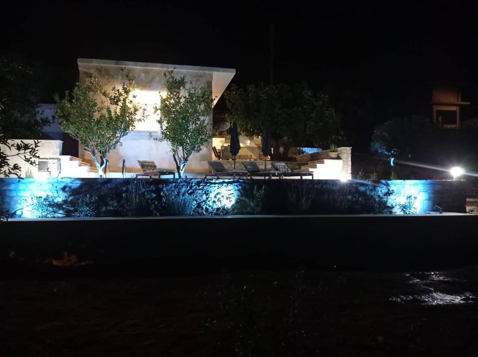 Property building, Night, Garden, Garden view, Pool view, Swimming pool