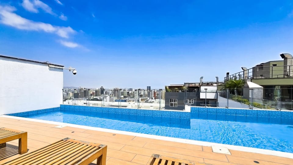 View (from property/room), Pool view, Street view, Swimming pool, sunbed