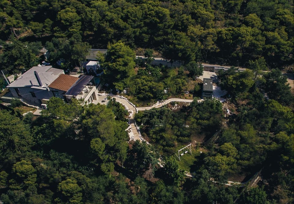 Property building, Natural landscape, Bird's eye view, Garden