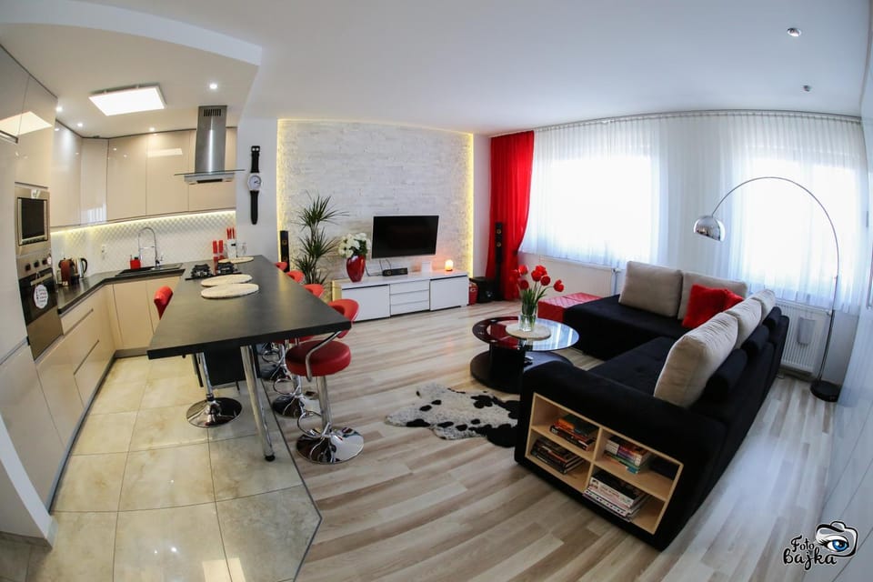 Kitchen or kitchenette, Living room, Seating area