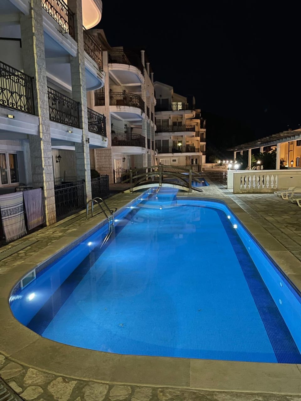 Night, Pool view, Swimming pool