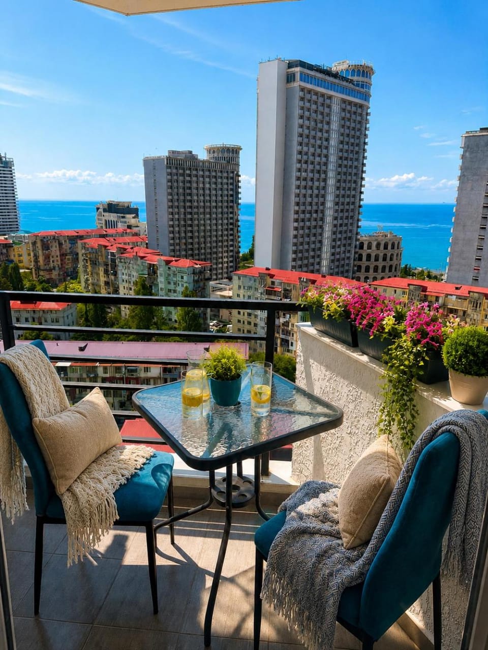 Day, Natural landscape, View (from property/room), Balcony/Terrace, Dining area, City view, Sea view