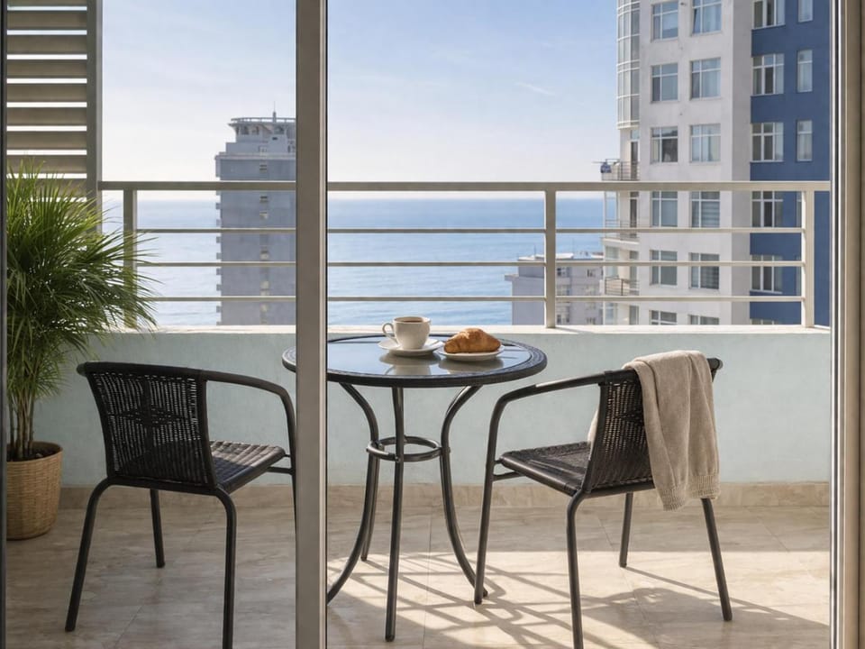 Patio, Day, Natural landscape, View (from property/room), Balcony/Terrace, Living room, Seating area, Dining area, Sea view