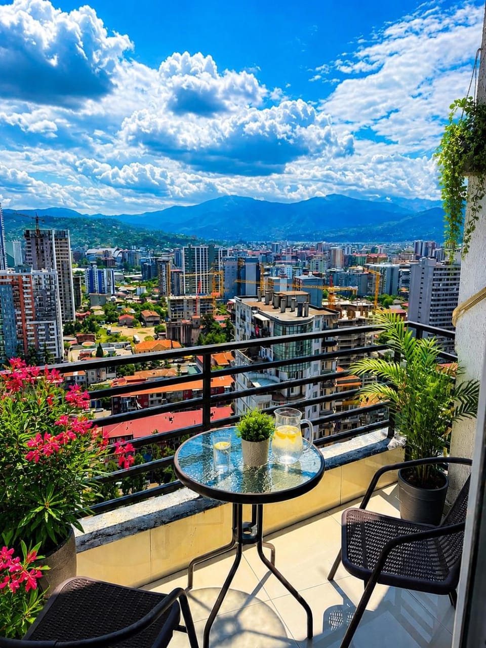 Day, Natural landscape, View (from property/room), Balcony/Terrace, Dining area, City view, Mountain view