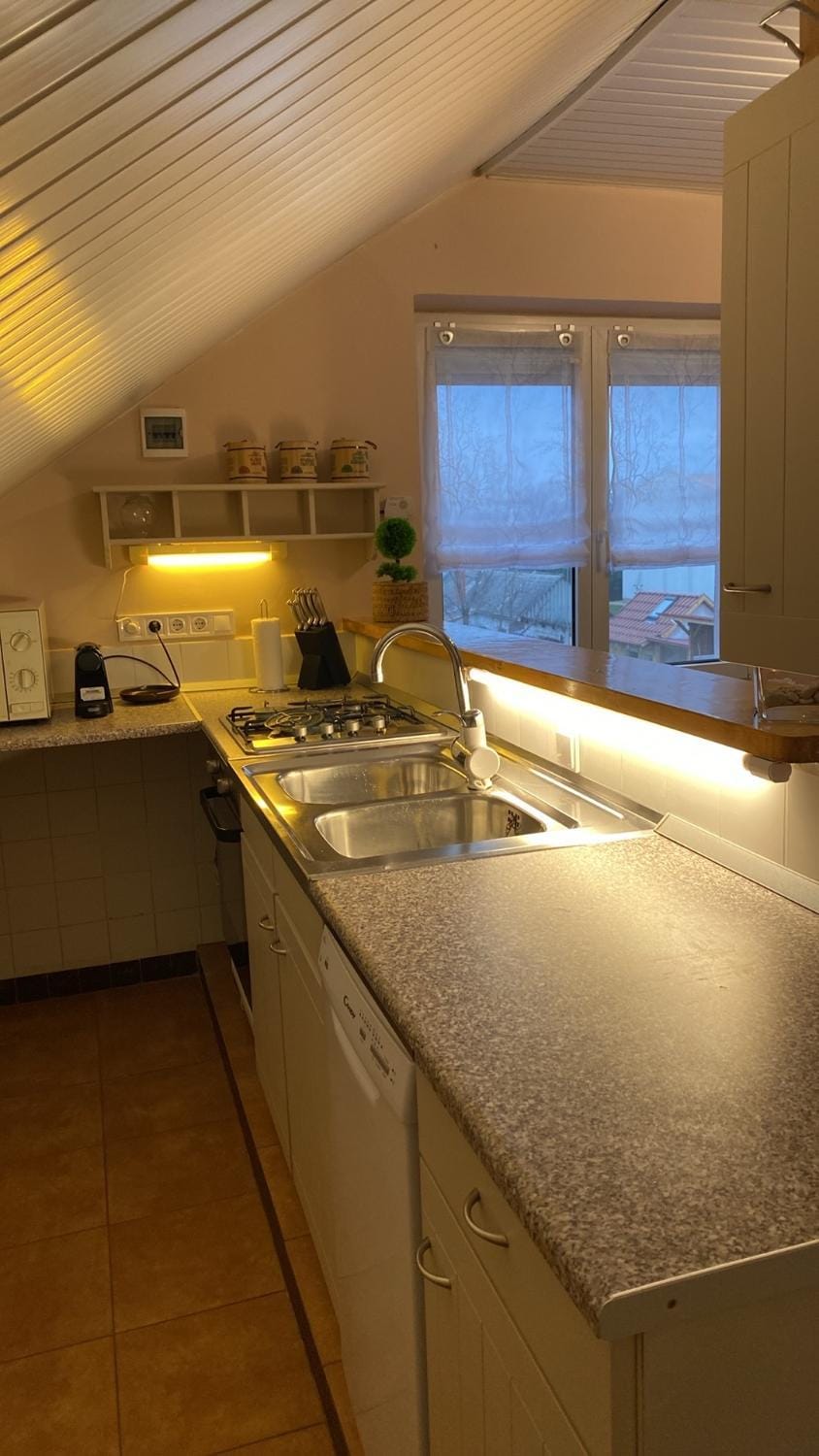 Coffee/tea facilities, Kitchen or kitchenette, dishwasher, microwave, stove