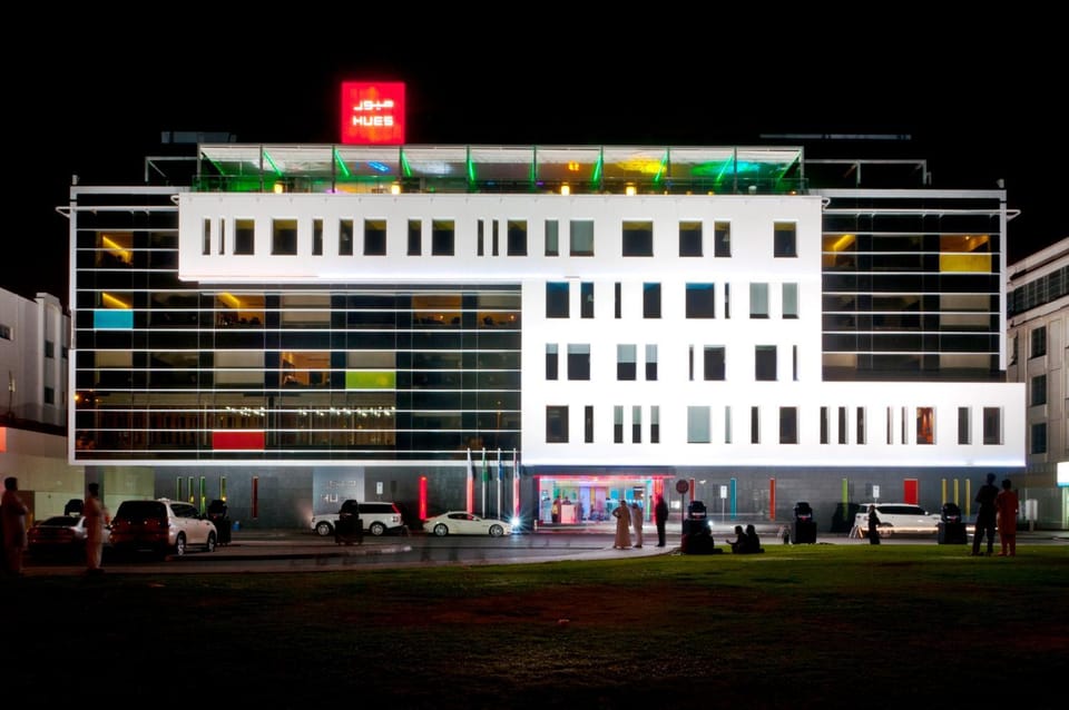 Property building, Facade/entrance, Night, Location