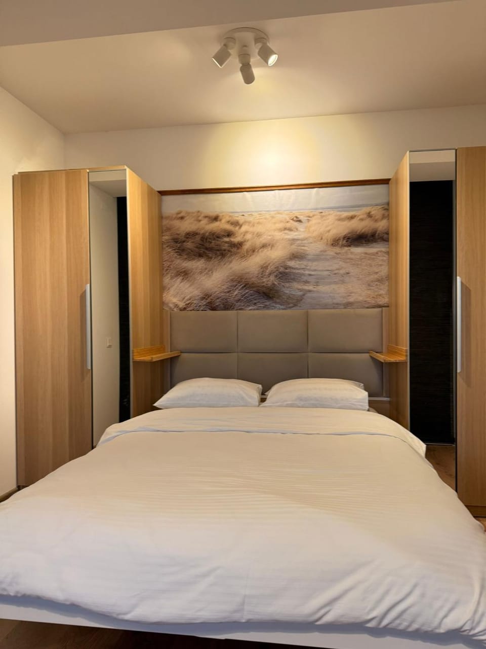 Bed, wardrobe