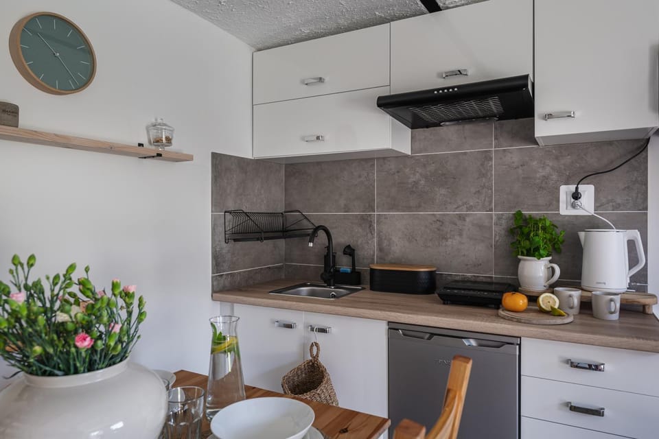 Coffee/tea facilities, Kitchen or kitchenette, Decorative detail, Decorative detail, Dining area, dishwasher, stove