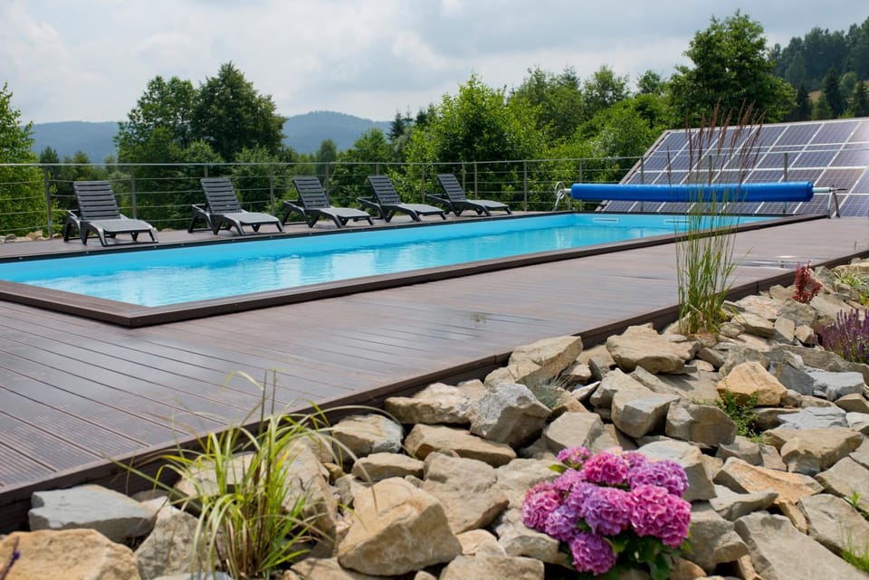 Natural landscape, Pool view, Swimming pool, sunbed