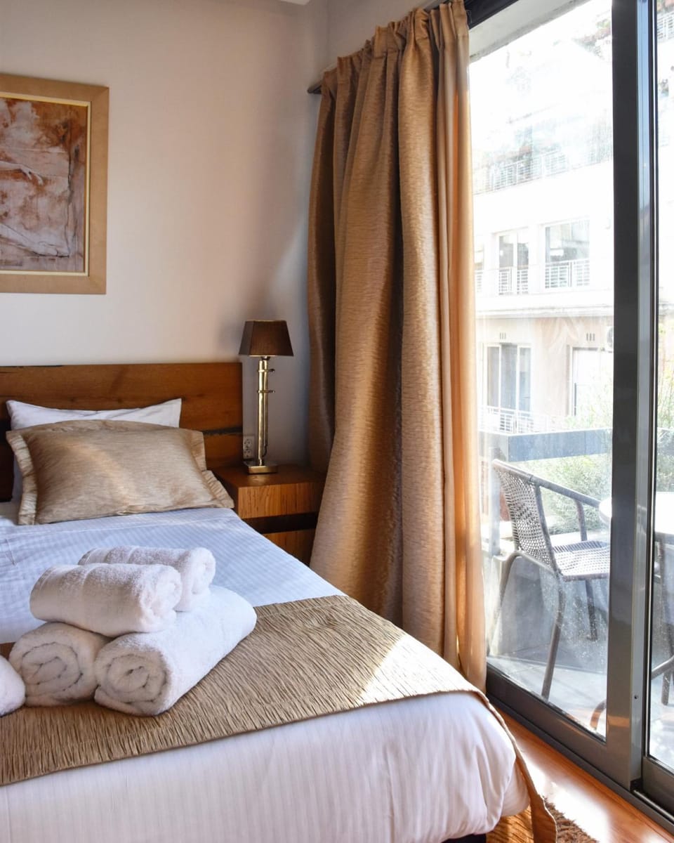 Bed, Bedroom, City view