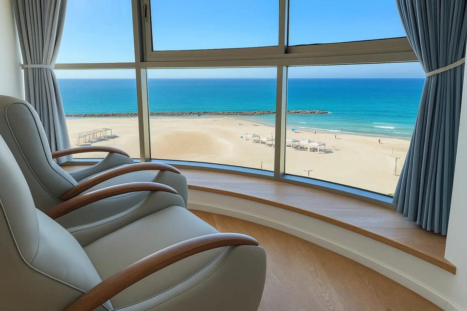 Living room, Sea view, Sunset
