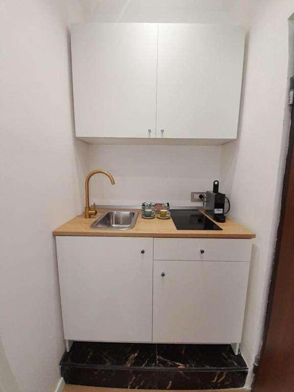 Kitchen or kitchenette, minibar, stove