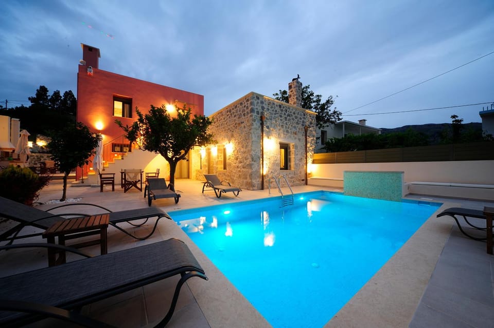 Property building, Swimming pool, Sunset