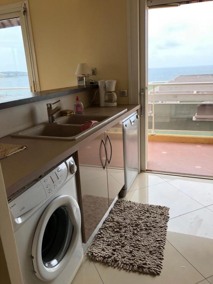 Kitchen or kitchenette, dishwasher, washing machine