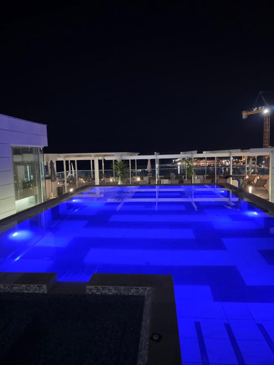 Night, Pool view, Swimming pool