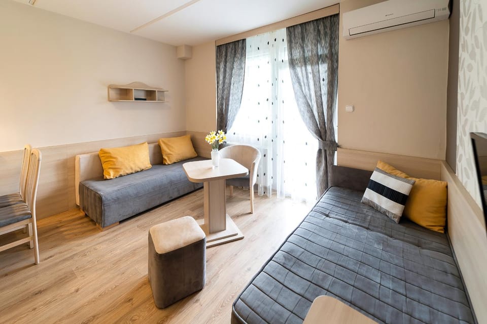 Bed, TV and multimedia, Living room, Photo of the whole room, Seating area, Bedroom, air conditioner