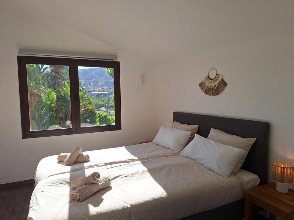 Bed, Natural landscape, Bedroom, Mountain view
