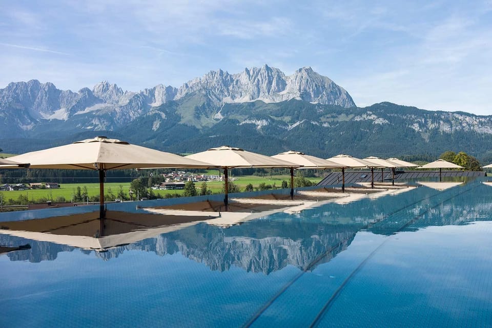 Natural landscape, Mountain view, Pool view, Swimming pool, sunbed