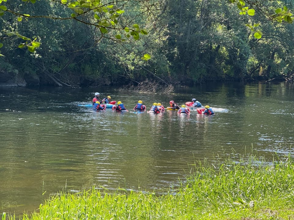 Natural landscape, River view, group of guests