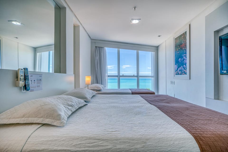 Bed, Natural landscape, Bedroom, Sea view