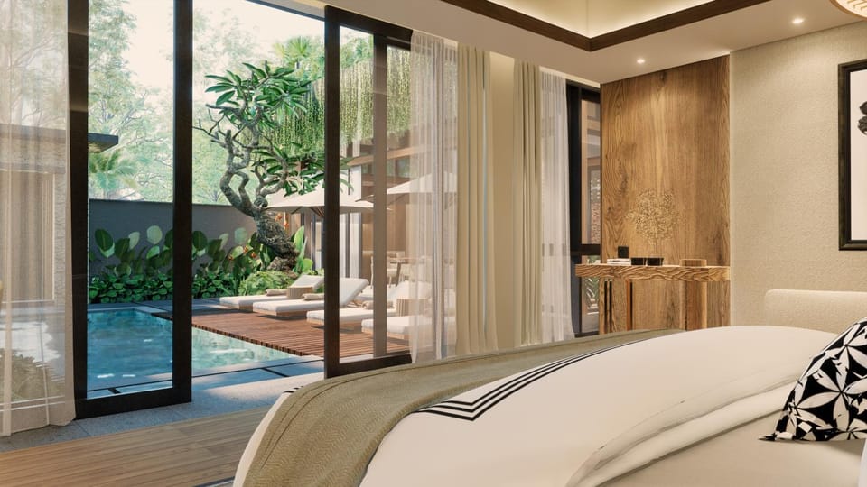 Bedroom, Pool view