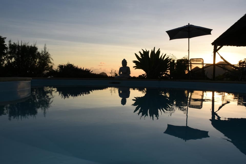 Natural landscape, Pool view, Swimming pool, Sunset