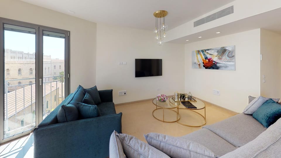 Living room, Seating area, City view