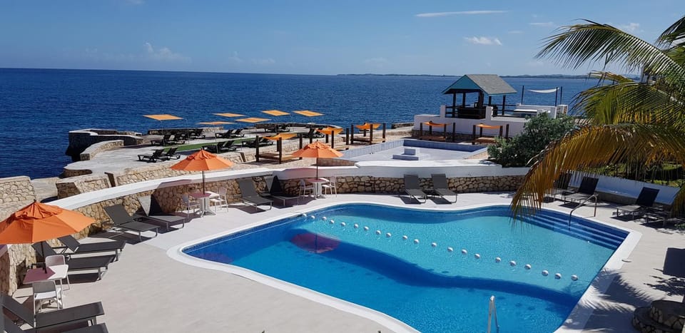 Pool view, Sea view, Swimming pool, Sunset