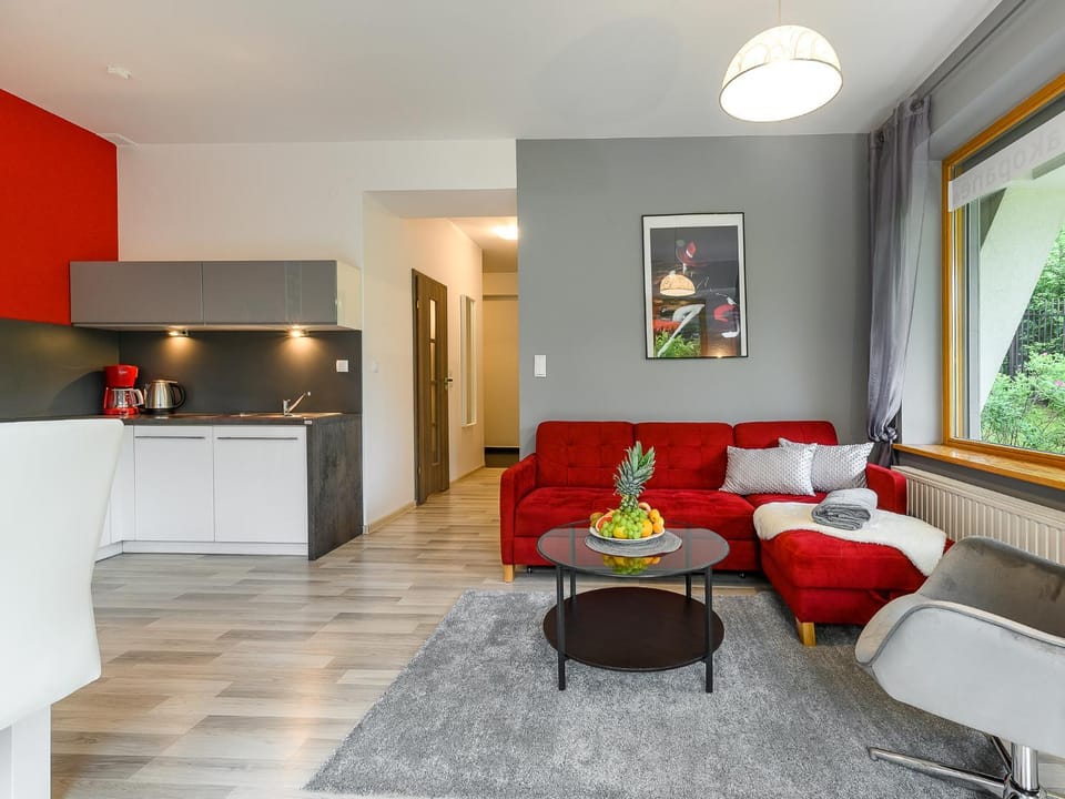 Kitchen or kitchenette, Living room, Seating area