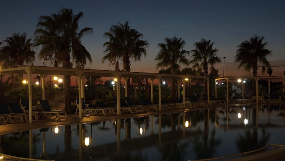 Pool view, Swimming pool, Sunset