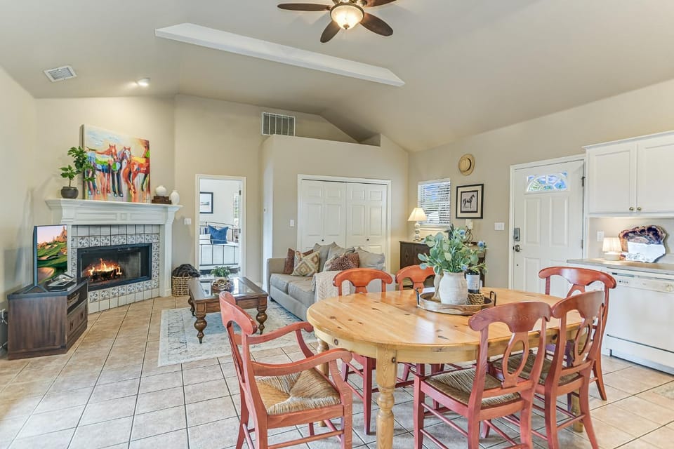 Living room, Dining area, fireplace, furniture