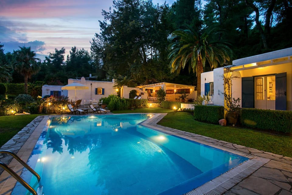 Property building, Swimming pool, Sunset