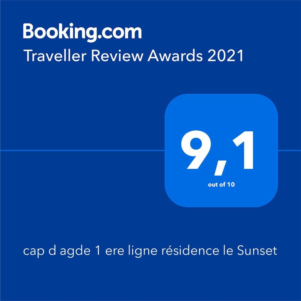 appartement 58 m 2 en 1 ere ligne ,vue mer panoramique ,2 terrasses dont une couverte résidence le Sunset Apartment in Agde