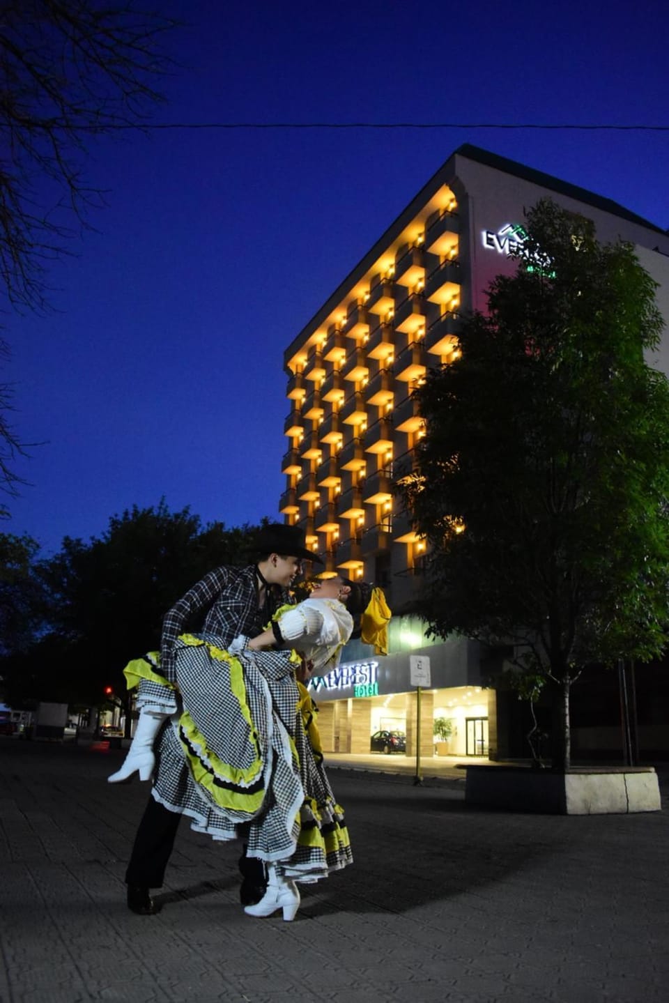 Property building, Off site, Night, People