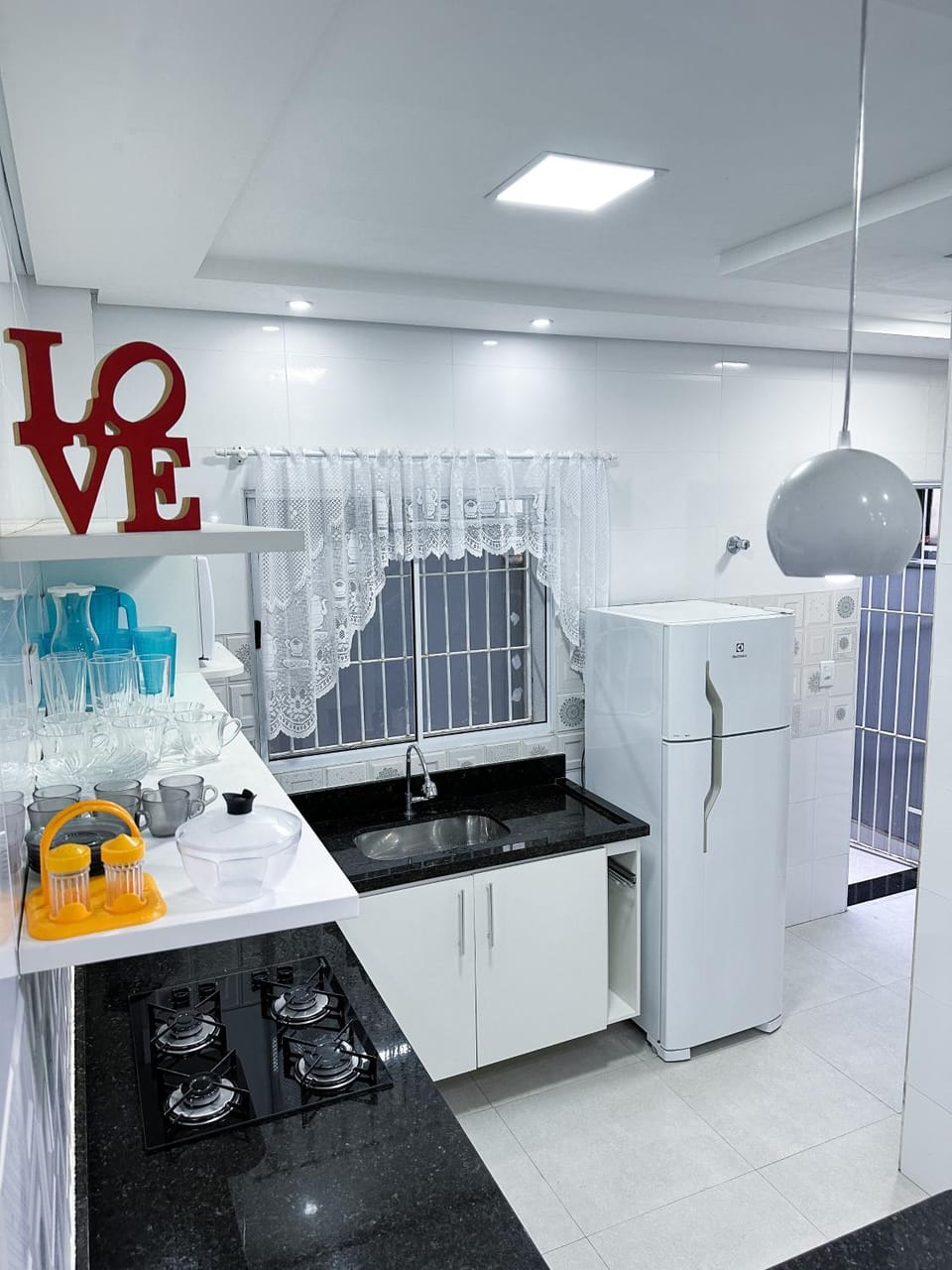 Kitchen or kitchenette, stove