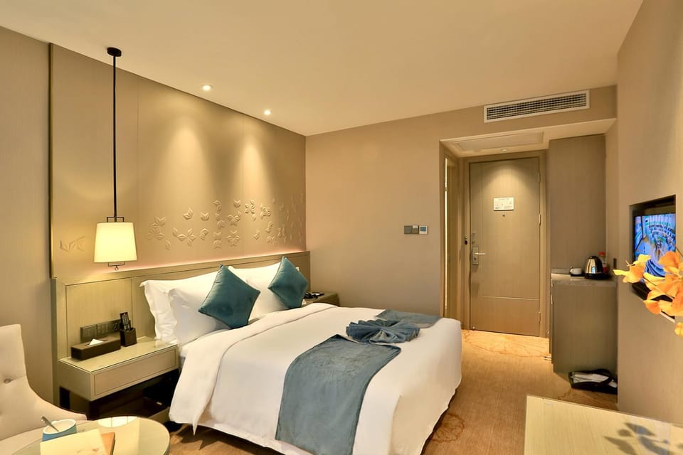 Bed, wardrobe