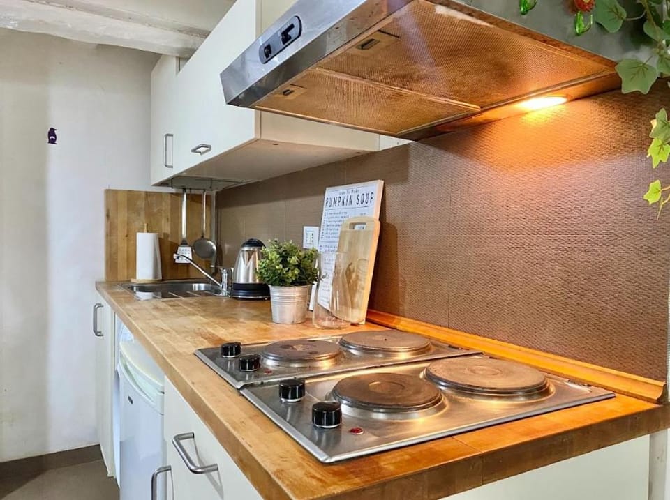 Kitchen or kitchenette, stove, kitchen