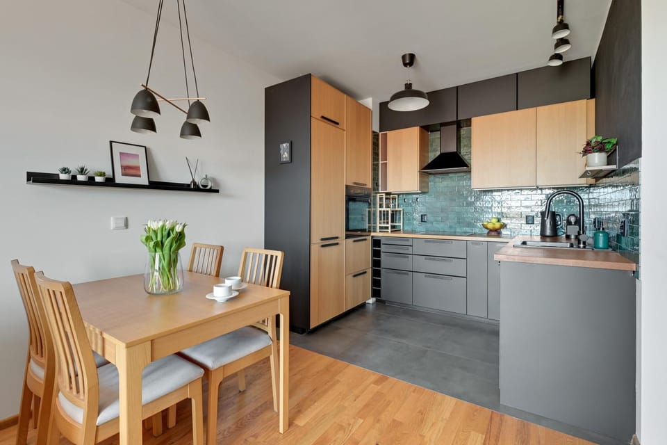Kitchen or kitchenette, dishwasher, stove
