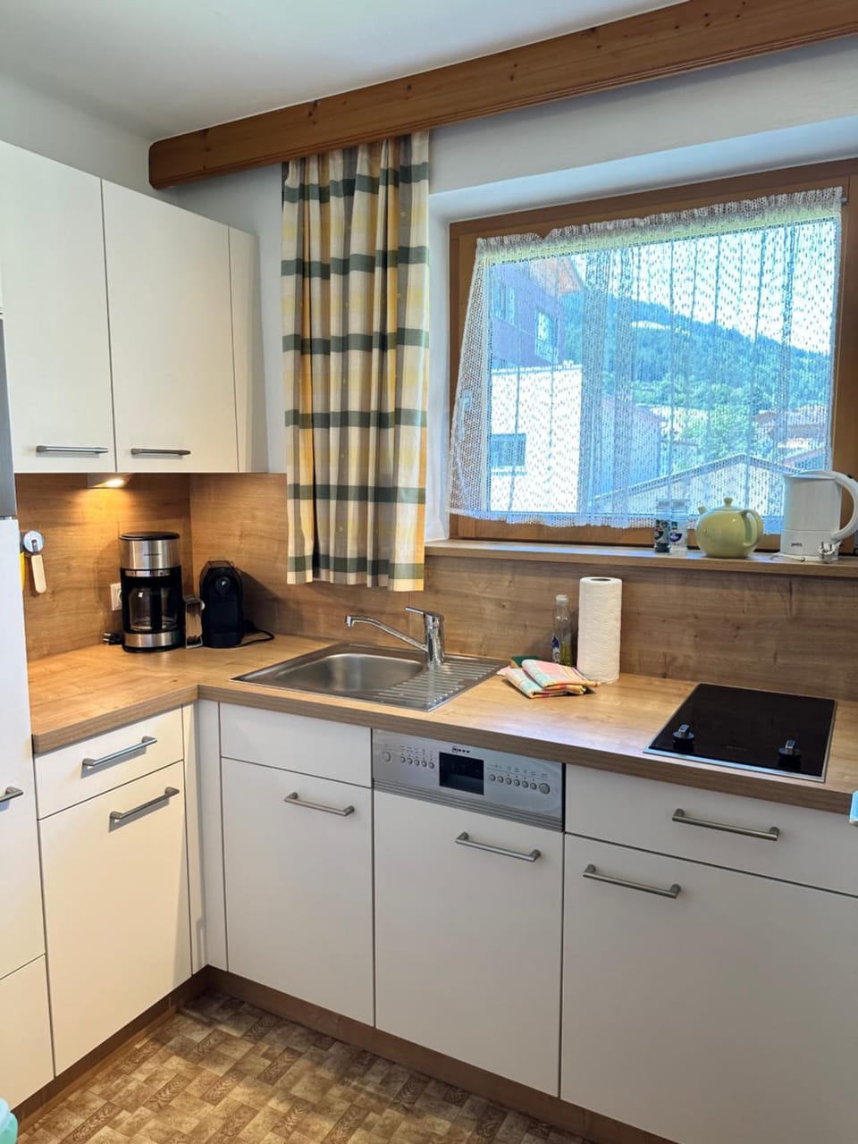 Kitchen or kitchenette, dishwasher, stove