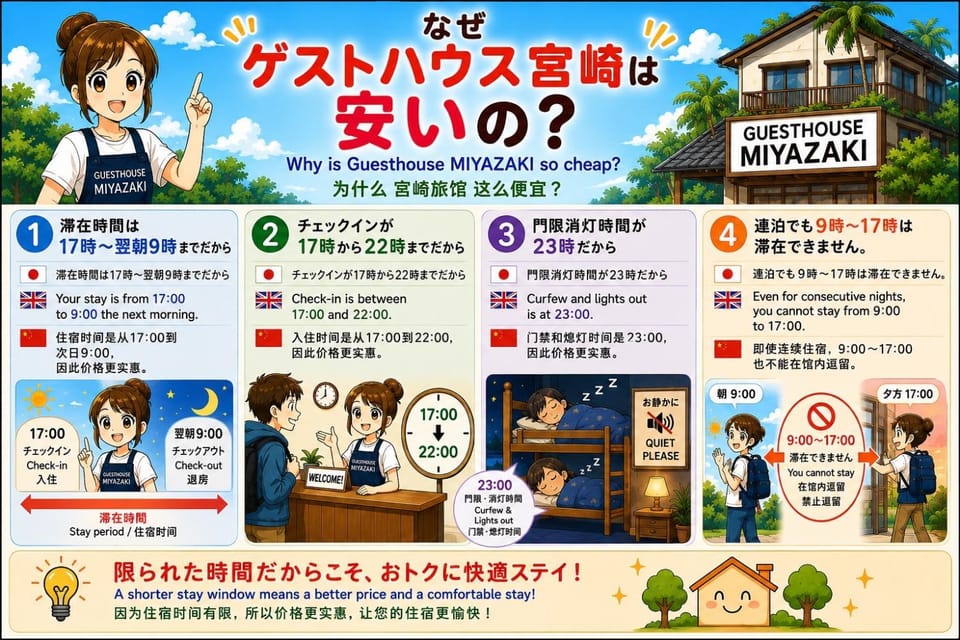 ゲストハウス宮崎 guesthouse miyazaki バックパッカー向け個室旅人宿 P有宮崎駅1km喫煙者不可 Bed and Breakfast in Japan
