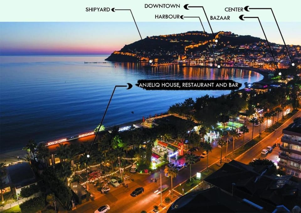 Nearby landmark, Night, Neighbourhood, Natural landscape, Bird's eye view, Evening entertainment, City view, Sea view, Street view