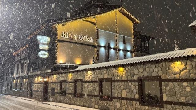 Property building, Night, Winter