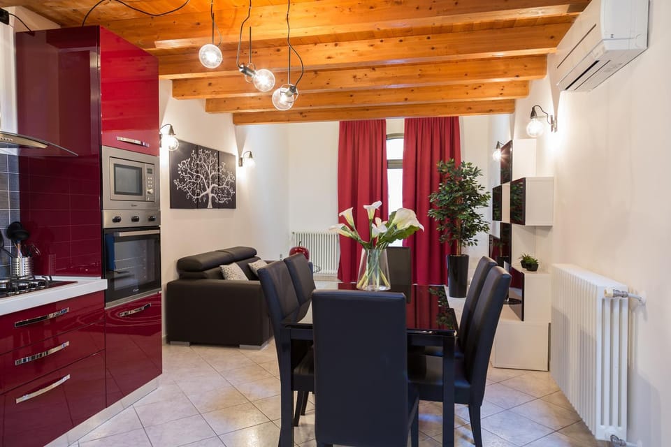 Kitchen or kitchenette, Living room, Dining area, microwave, oven, stove, air conditioner