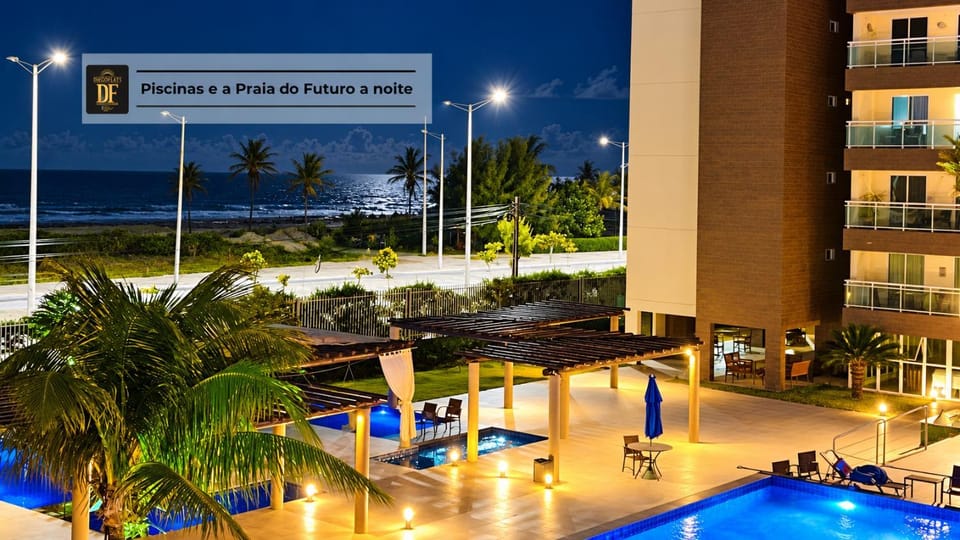 Night, Beach, Pool view, Sea view, sunbed